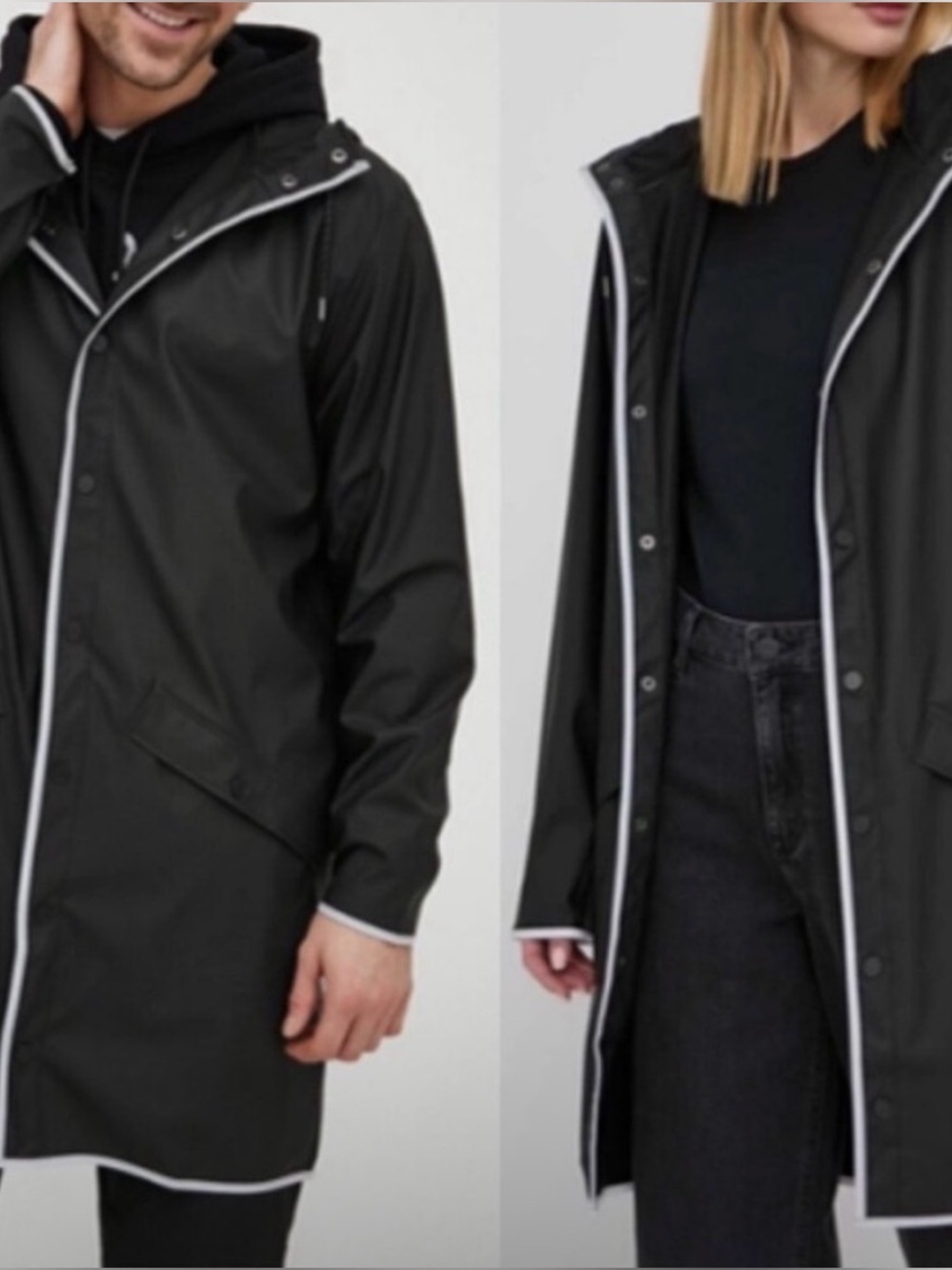 RAINS Long Jacket Reflective Raincoat Black Reflective Unisex XS NWT